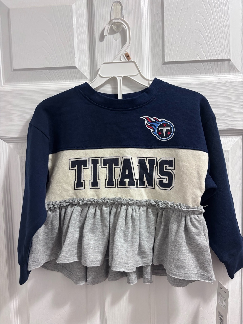 NFL Navy, Cream & Heather Gray Ruffle Titans Sweatshirt